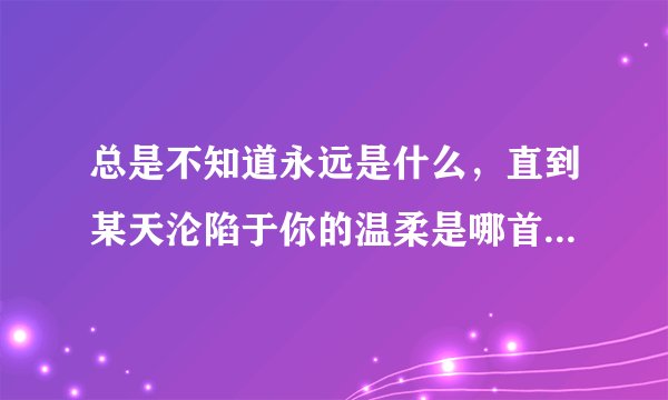 总是不知道永远是什么，直到某天沦陷于你的温柔是哪首歌的歌词