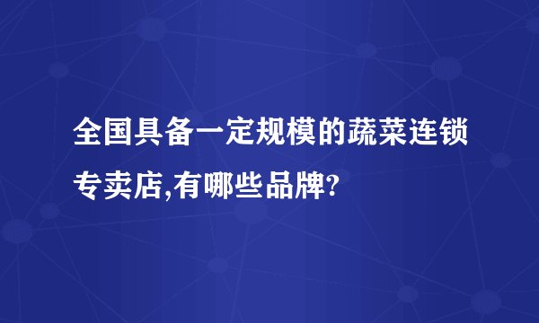 全国具备一定规模的蔬菜连锁专卖店,有哪些品牌?