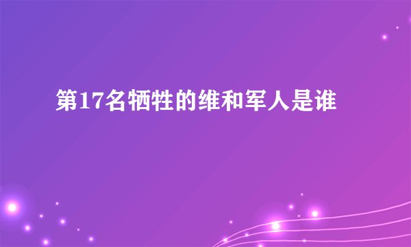 第17名牺牲的维和军人是谁
