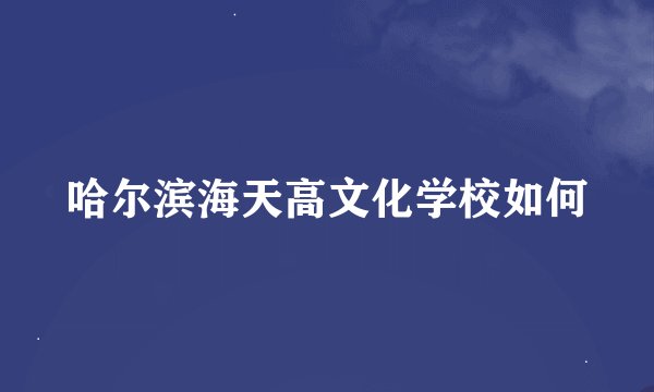 哈尔滨海天高文化学校如何
