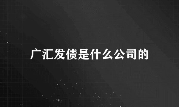 广汇发债是什么公司的