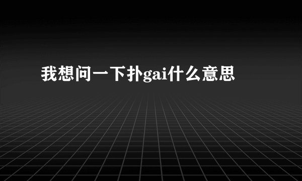 我想问一下扑gai什么意思