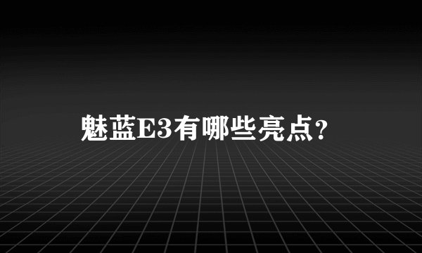 魅蓝E3有哪些亮点？