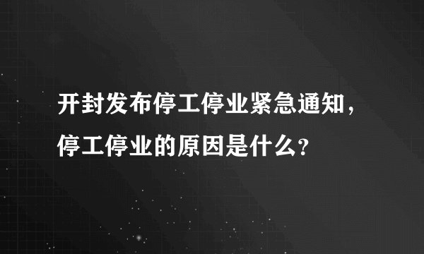 开封发布停工停业紧急通知,停工停业的原因是什么?