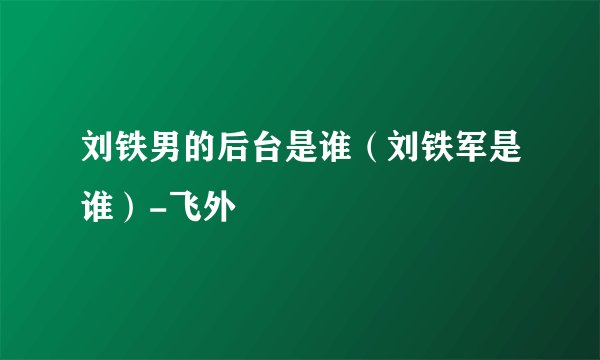刘铁男的后台是谁（刘铁军是谁）-飞外