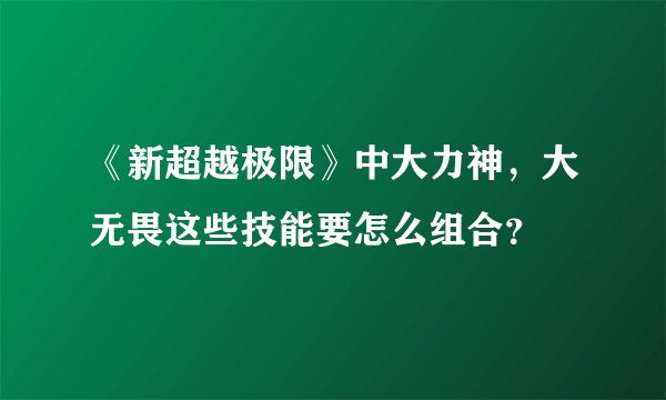 《新超越极限》中大力神,大无畏这些技能要怎么组合?
