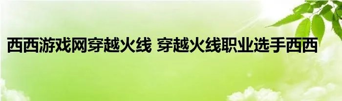 西西游戏网穿越火线 穿越火线职业选手西西