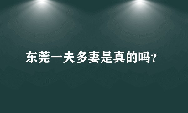 东莞一夫多妻是真的吗？