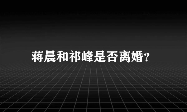 蒋晨和祁峰是否离婚？