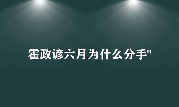 霍政谚六月为什么分手