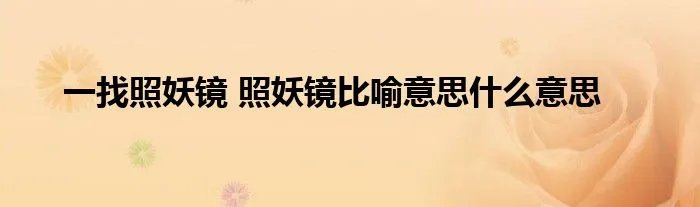 一找照妖镜 照妖镜比喻意思什么意思