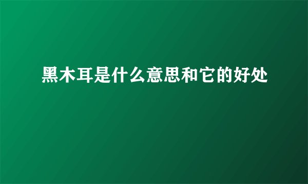 黑木耳是什么意思和它的好处