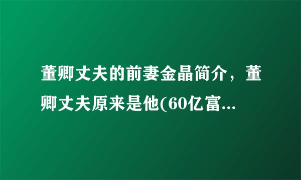 董卿丈夫的前妻金晶简介,董卿丈夫原来是他(60亿富豪密春雷)—飞外
