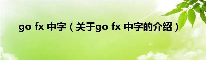go fx 中字(关于go fx 中字的介绍)