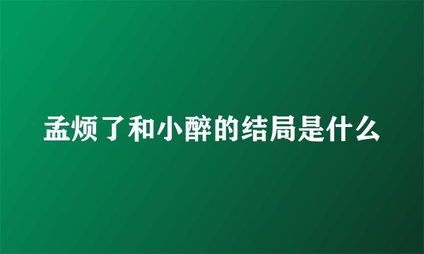 孟烦了和小醉的结局是什么