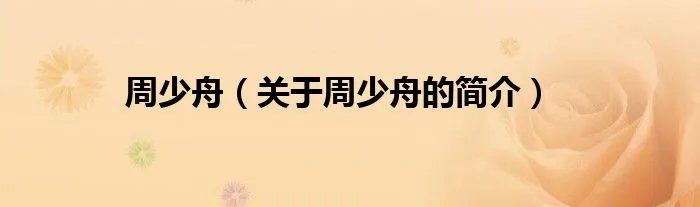 周少舟（关于周少舟的简介）