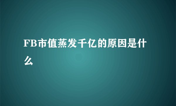 FB市值蒸发千亿的原因是什么