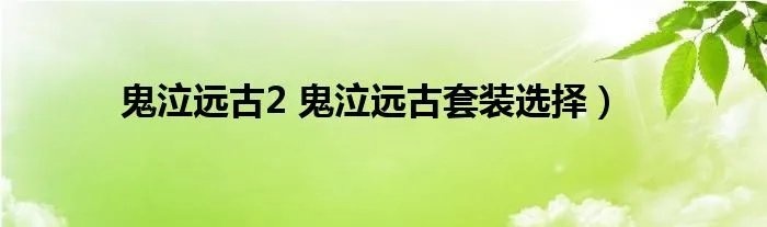 鬼泣远古2 鬼泣远古套装选择）