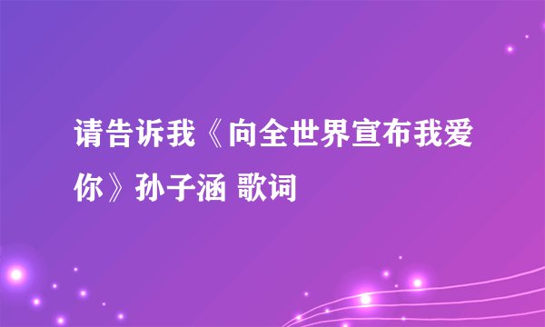 请告诉我《向全世界宣布我爱你》孙子涵 歌词