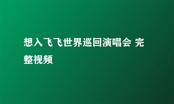 想入飞飞世界巡回演唱会 完整视频