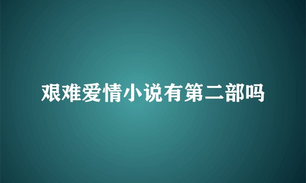 艰难爱情小说有第二部吗