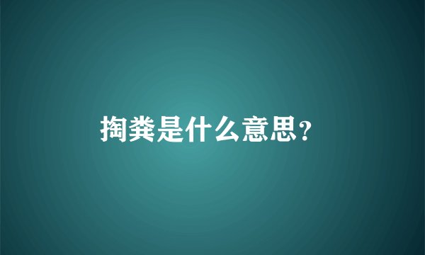 掏粪是什么意思?