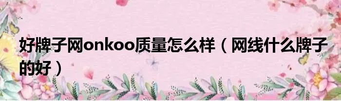 好牌子网onkoo质量怎么样（网线什么牌子的好）
