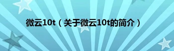微云10t（关于微云10t的简介）
