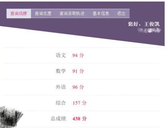 王俊凯晒高考成绩多少分？
