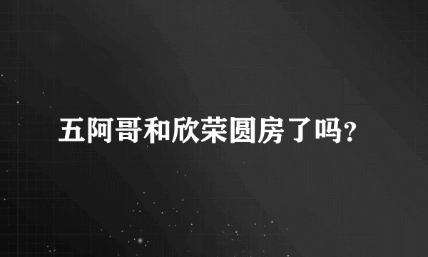 五阿哥和欣荣圆房了吗？