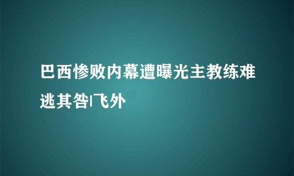 巴西惨败内幕遭曝光主教练难逃其咎|飞外