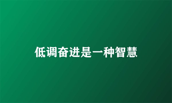 低调奋进是一种智慧