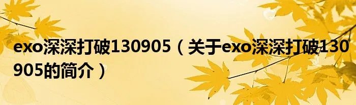exo深深打破130905（关于exo深深打破130905的简介）
