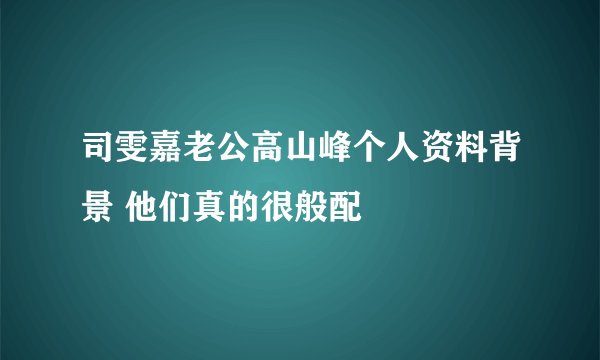 司雯嘉老公高山峰个人资料背景 他们真的很般配