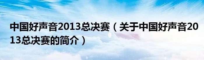 中国好声音2013总决赛（关于中国好声音2013总决赛的简介）