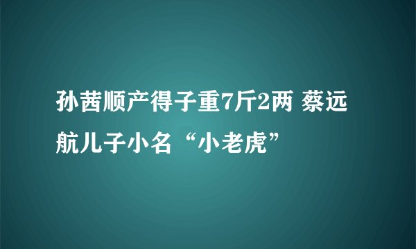 孙茜顺产得子重7斤2两 蔡远航儿子小名“小老虎”