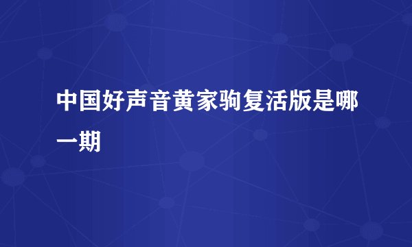 中国好声音黄家驹复活版是哪一期