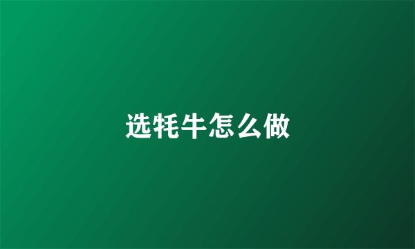 选牦牛怎么做