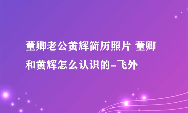 董卿老公黄辉简历照片 董卿和黄辉怎么认识的-飞外