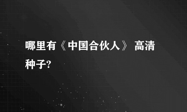 哪里有《中国合伙人》 高清种子?