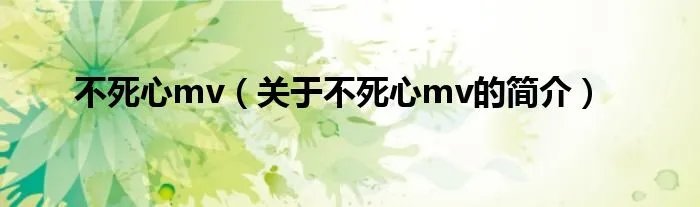 不死心mv（关于不死心mv的简介）