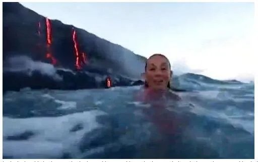 女子作死火山边洗澡 下这一幕让人后怕！