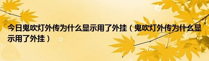 今日鬼吹灯外传为什么显示用了外挂（鬼吹灯外传为什么显示用了外挂）