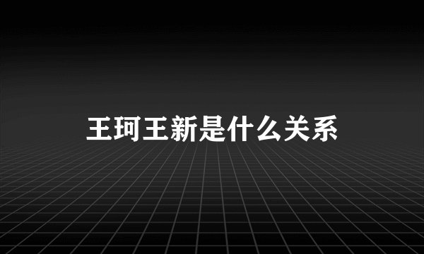 王珂王新是什么关系