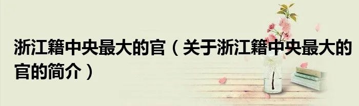 浙江籍中央最大的官（关于浙江籍中央最大的官的简介）
