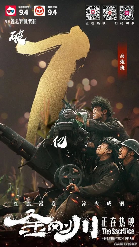 《金刚川》电影票房破7亿 豆瓣最新评分下降0.4分