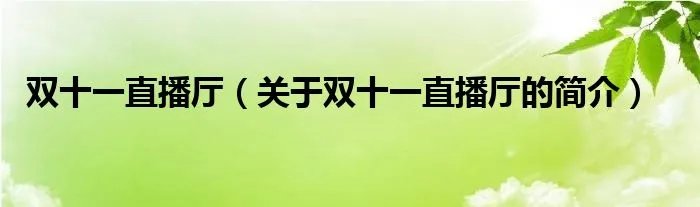 双十一直播厅（关于双十一直播厅的简介）
