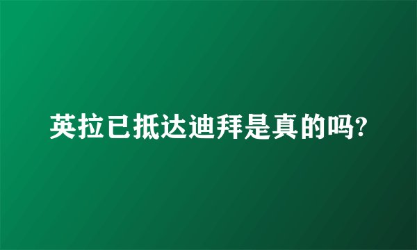 英拉已抵达迪拜是真的吗?