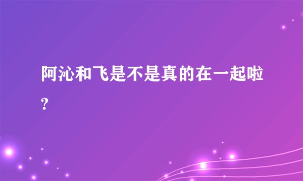 阿沁和飞是不是真的在一起啦?