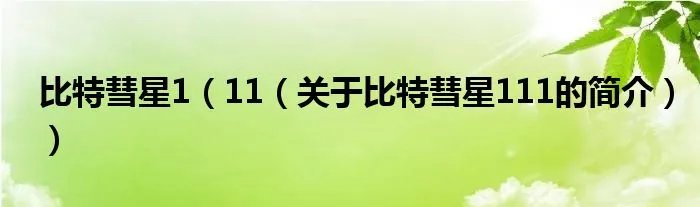 比特彗星1（11（关于比特彗星111的简介））